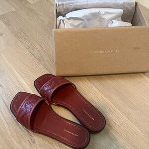 Anthropologie Burgundy Slide Sandals